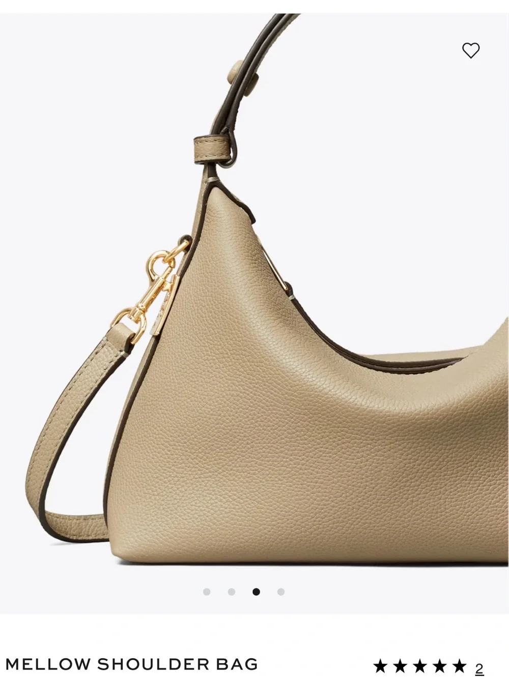 NWT TORY BURCH   MELLOW SHOULDER BAG SOFT CEMENT